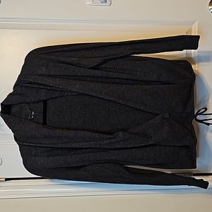 Theory Cardigan Button & Drawstring Wool Blend Charcoal Cowl Neck Collar Small